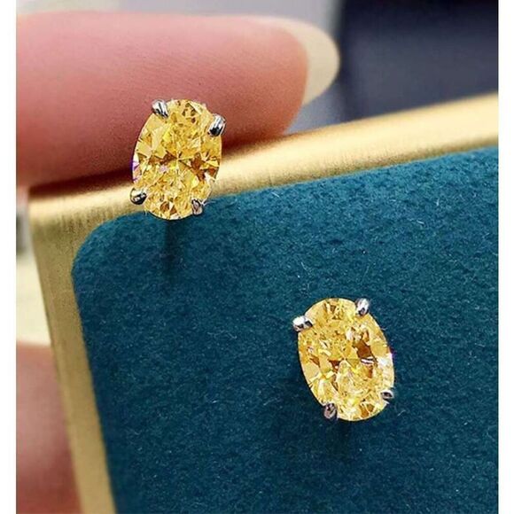 Yellow Canary CZ Earrings - Picture 2 of 7